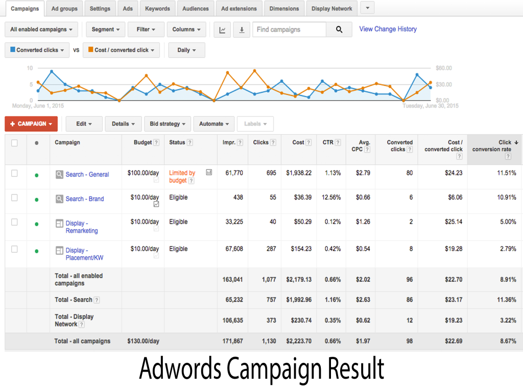 Adwords Campaign Result